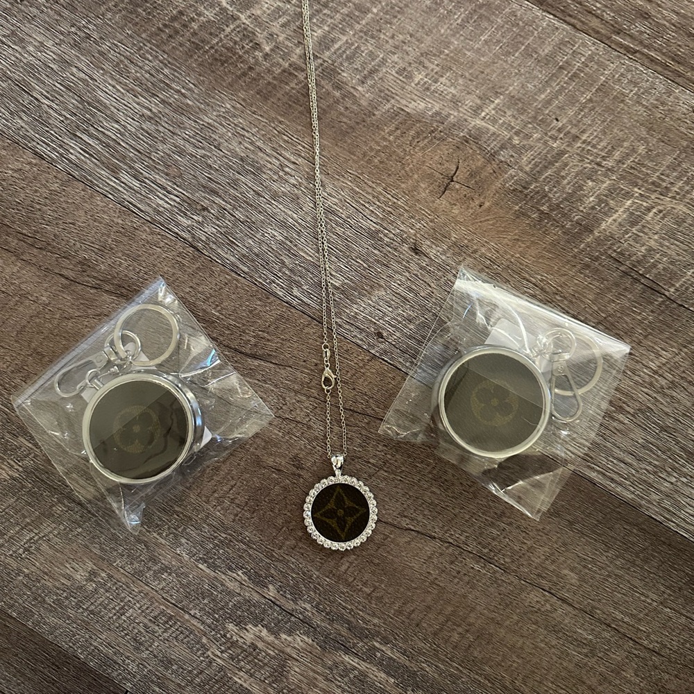 Upcycled LV Pendant Necklace with Keychains